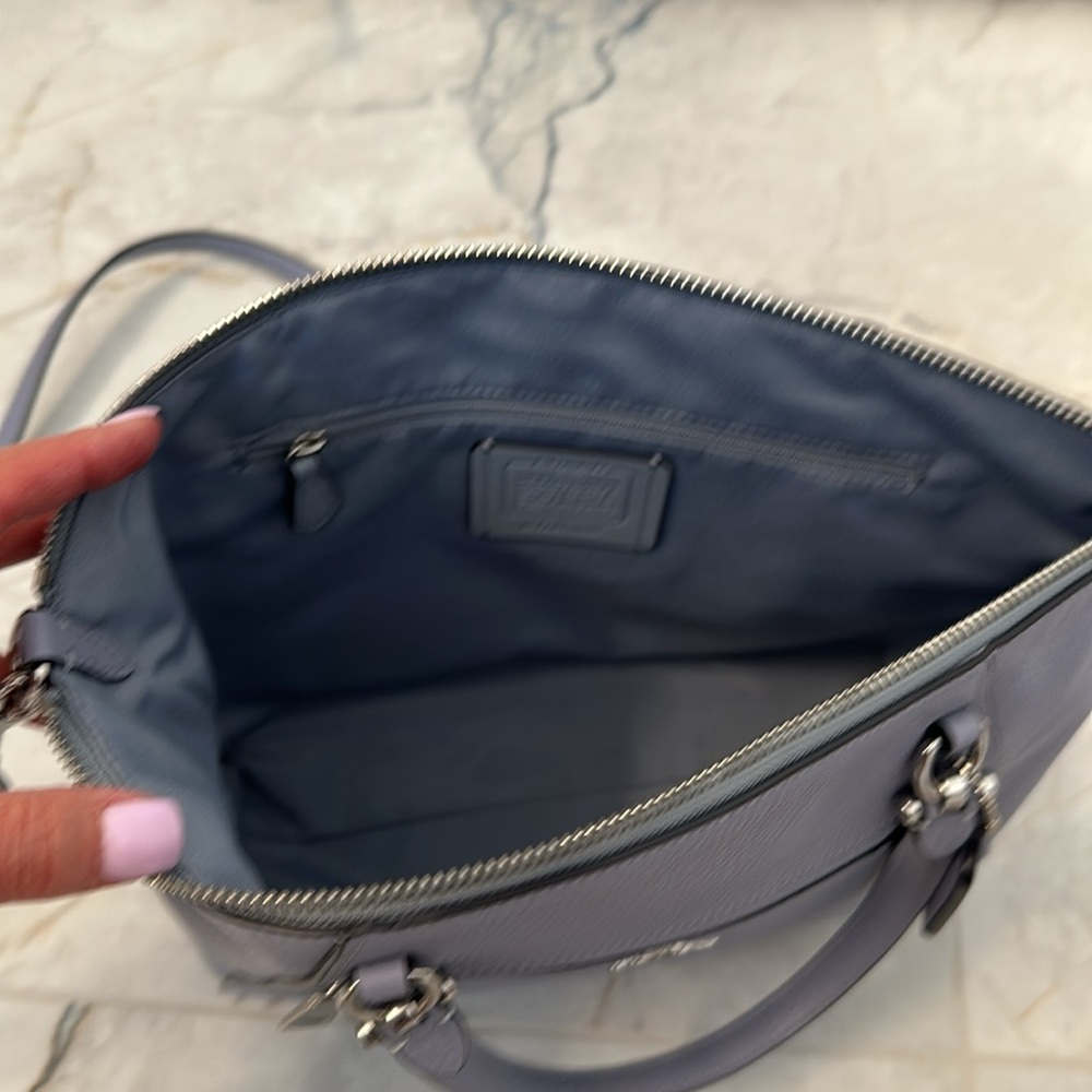 Coach 100% Leather Handbag Denim Blue Color Worn Twice Excellent Condition - Picture 11 of 14
